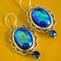 Irish blue vintage cab sterling silver earrings
