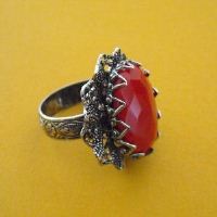 LOVE Victorian style vintage brass Red Ring