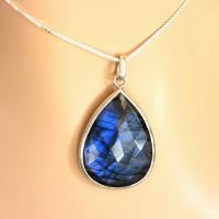 Labradorite Pendant, Gemstone Pendant, Blue silver pendant