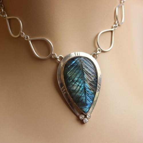 Labradorite Pendant necklace, Gemstone Pendant in sterling silver 