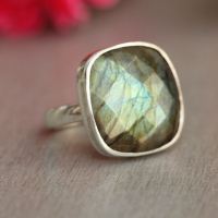 Labradorite Ring, Square ring, Silver gemstone ring