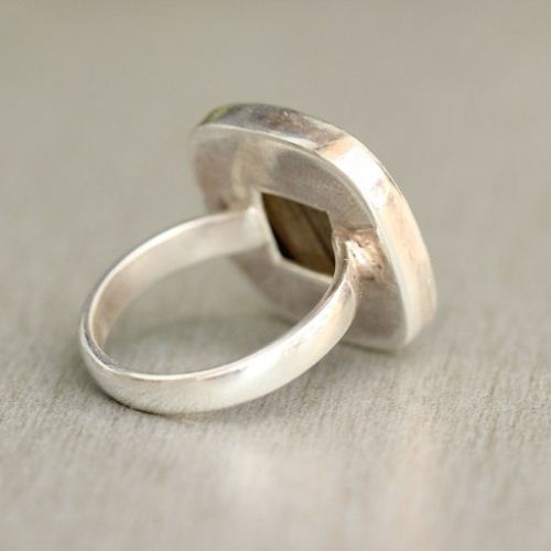Labradorite Ring, Square ring, Silver gemstone ring