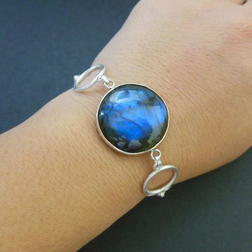 Labradorite bracelet, Sterling silver bracelet, Artisan handmade jewelry