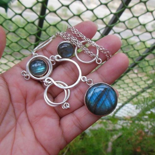 Labradorite statement necklace jewelry in solid sterling silver