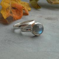 Labradorite stack ring, Sterling silver stackable cute ring