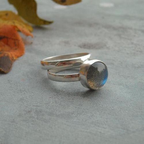 Labradorite stack ring, Sterling silver stackable cute ring