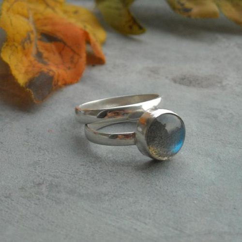 Labradorite stack ring, Sterling silver stackable cute ring