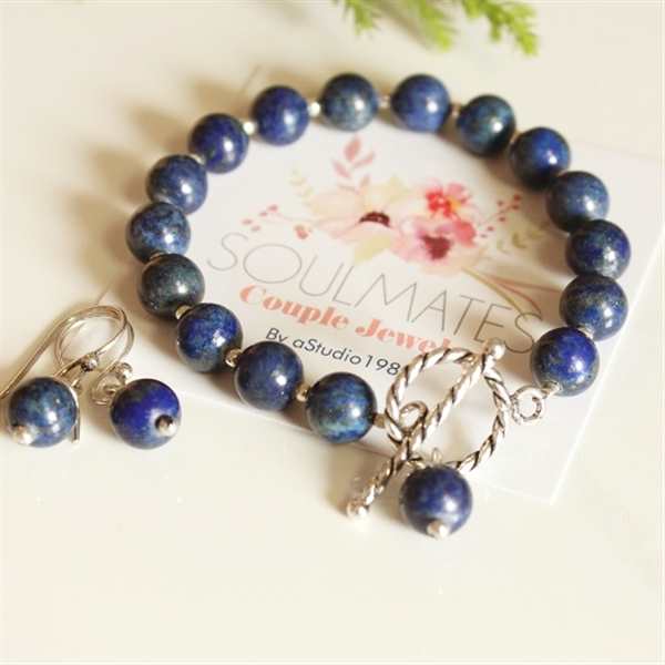 Lapis Couples bracelet - 2 lapis lazuli bracelet - Girlfriend 
