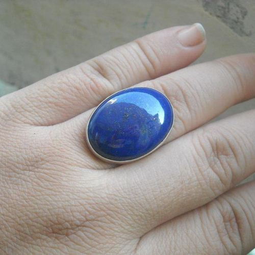 Beautiful Blue Lapis Lazuli Cabochon in a Sterling Silver Ring Size 9 1/2 FREE SHIPPING #LAPIS912-SR9