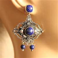 Lapis Lazuli earrings - Statement silver earrings - Celestial