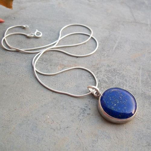 Lapis Lazuli pendant, Silver pendant necklace, Blue pendant