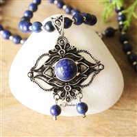 Lapis Lazuli pendant necklace - oxidized silver pendant 