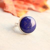 Lapis Lazuli ring - Deep blue ring - Bold denim silver ring