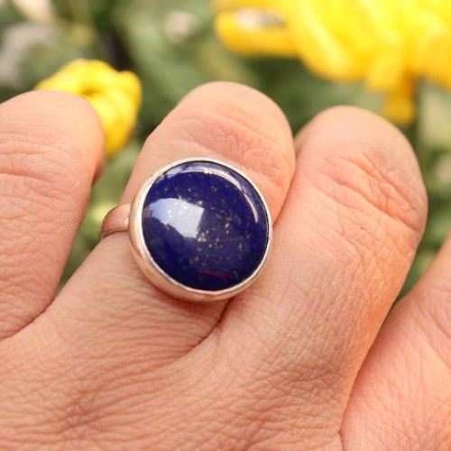 Lapis Lazuli ring - Deep blue ring - Bold denim silver ring