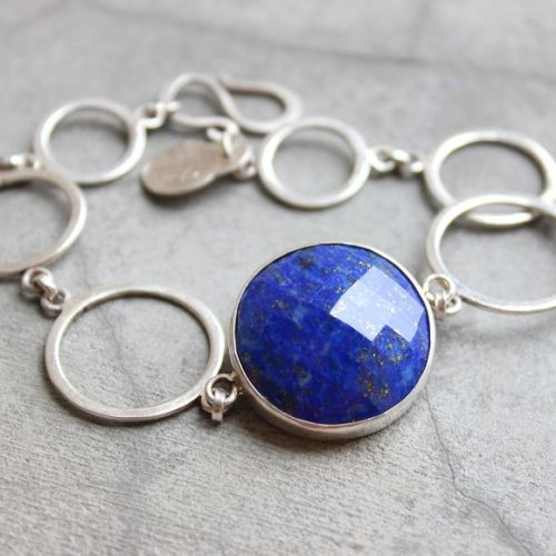 Lapis bracelet, Sterling silver bracelet, Artisan handmade bracelet
