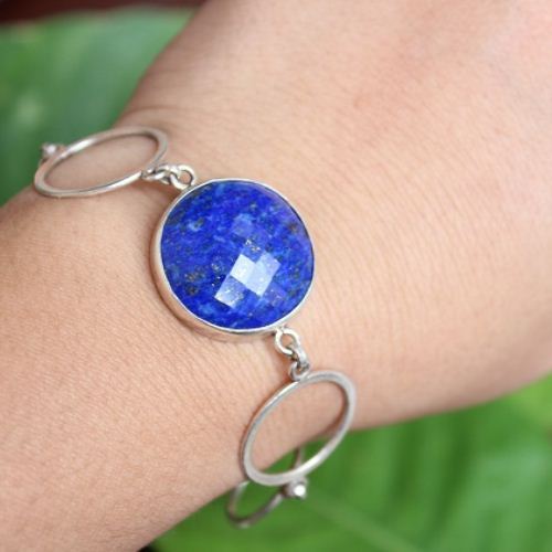 Lapis bracelet, Sterling silver bracelet, Artisan handmade bracelet