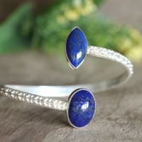 Blue lapis cuff bracelet, Lapis silver cuff bracelet, denim jewelry