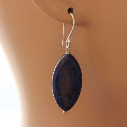 Lapis lazuli earrings, Lapis earrings, Blue gemstone silver earrings