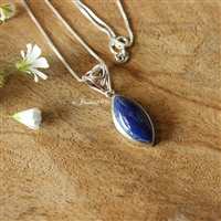 Lapis lazuli pendant necklace, Artisan sterling silver pendant chains