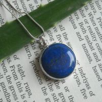 Lapis lazuli pendant necklace, Blue lapis silver pendant chain