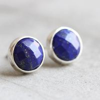 Lapis lazuli stud earrings, Lapis earrings, Lapis silver earrings 