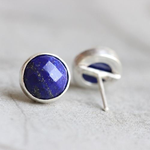Lapis lazuli stud earrings, Lapis earrings, Lapis silver earrings 