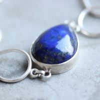 Lapiz Lazuli bracelet, Sterling silver bracelet, Artisan handmade jewelry