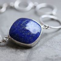 Lapiz Lazuli bracelet, Sterling silver bracelet, Artisan handmade
