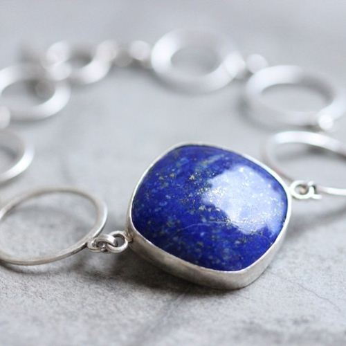 Lapiz Lazuli bracelet - Sterling silver bracelet - Artisan handmade
