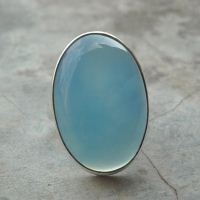 Large Oval ring, Big bold ring, Aqua blue chalcedony silver ring