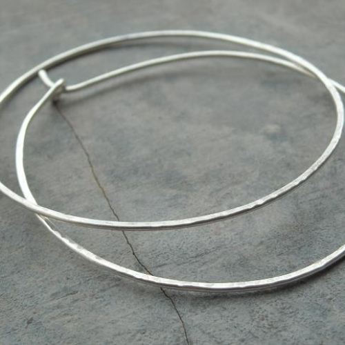 Large hoop earrings, 45mm silver hoop earrings, Handmade earrings
