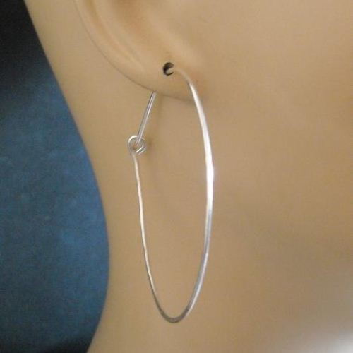 Large hoop earrings, 45mm silver hoop earrings, Handmade earrings