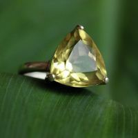 Lemon quartz ring, Natural gemstone silver ring