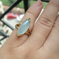 Light blue chalcedony stone ring, Marquise ring, Sterling silver 925