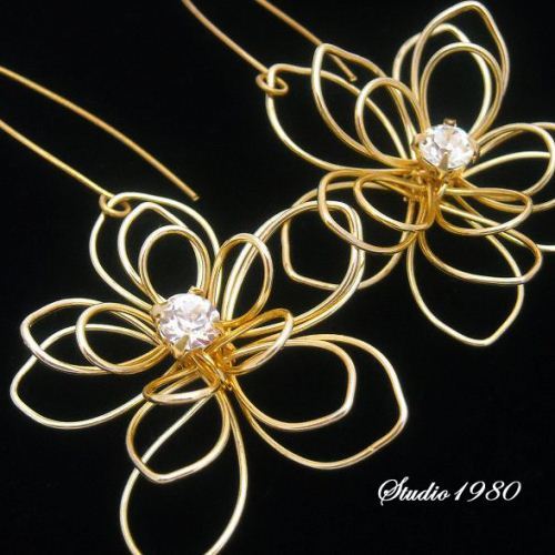 Lotus Flower earrings,  Gold filled earrings, Handmade earrings