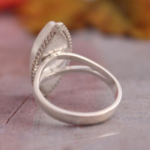 Marquise ring, Sea foam green ring, Unique Chalcedony silver ring