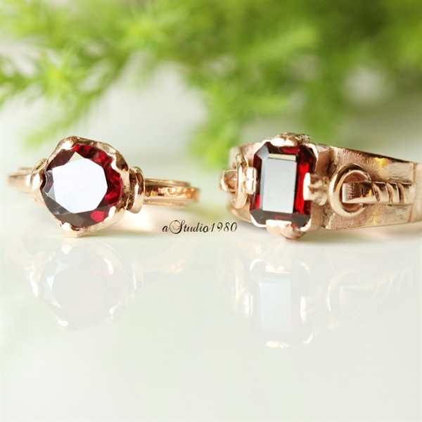 Men Garnet ring - 14K rose gold Garnet Ring - Engagement ring