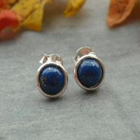 Modern every day sterling silver lapis stud handmade