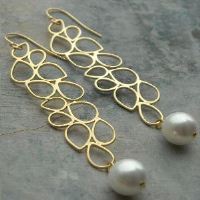 Modern swarovski crystal pearl gold filled earrings