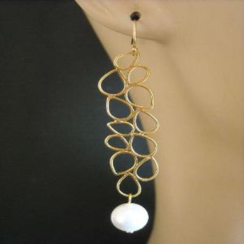 Modern swarovski crystal pearl gold filled earrings