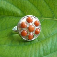 Natural Coral ring, Ethnic ring, Sterling silver artisan ring