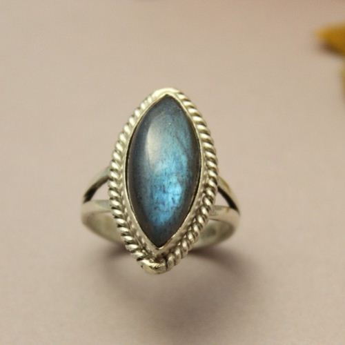 Natural Labradorite Ring, Silver ring, Marquise gemstone ring