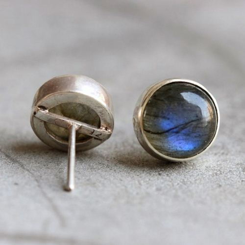 Natural Labradorite earrings, Stud earrings, Silver ear studs