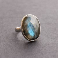 Natural labradorite sterling silver ring, Blue ring for women