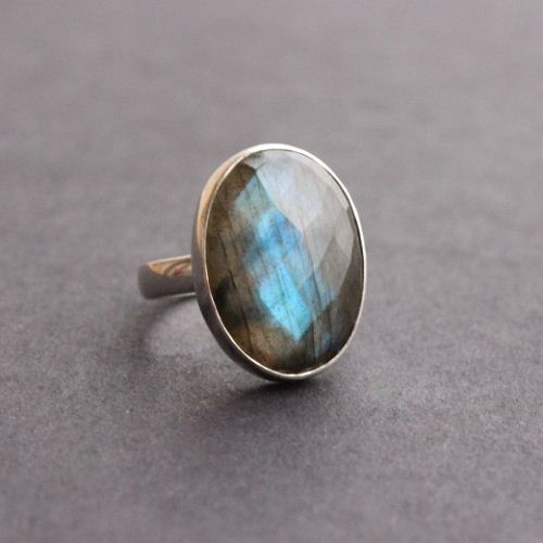 Natural labradorite sterling silver ring, Blue ring for women