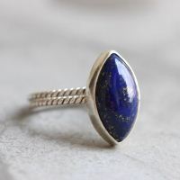 Natural Lapis lazuli Ring, Silver ring, Blue gemstone ring