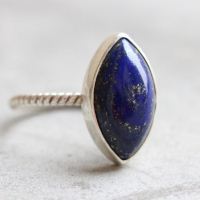 Natural Lapis lazuli Ring, Silver ring, Gemstone ring