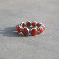 Natural Red Coral Ring, Silver Artisan Rings, Unique Handmade Rings
