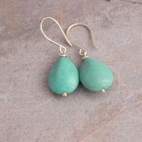 Natural Turquoise earrings, Turquoise bead sterling silver earrings