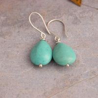 Natural Turquoise earrings, Turquoise bead earrings in sterling silver